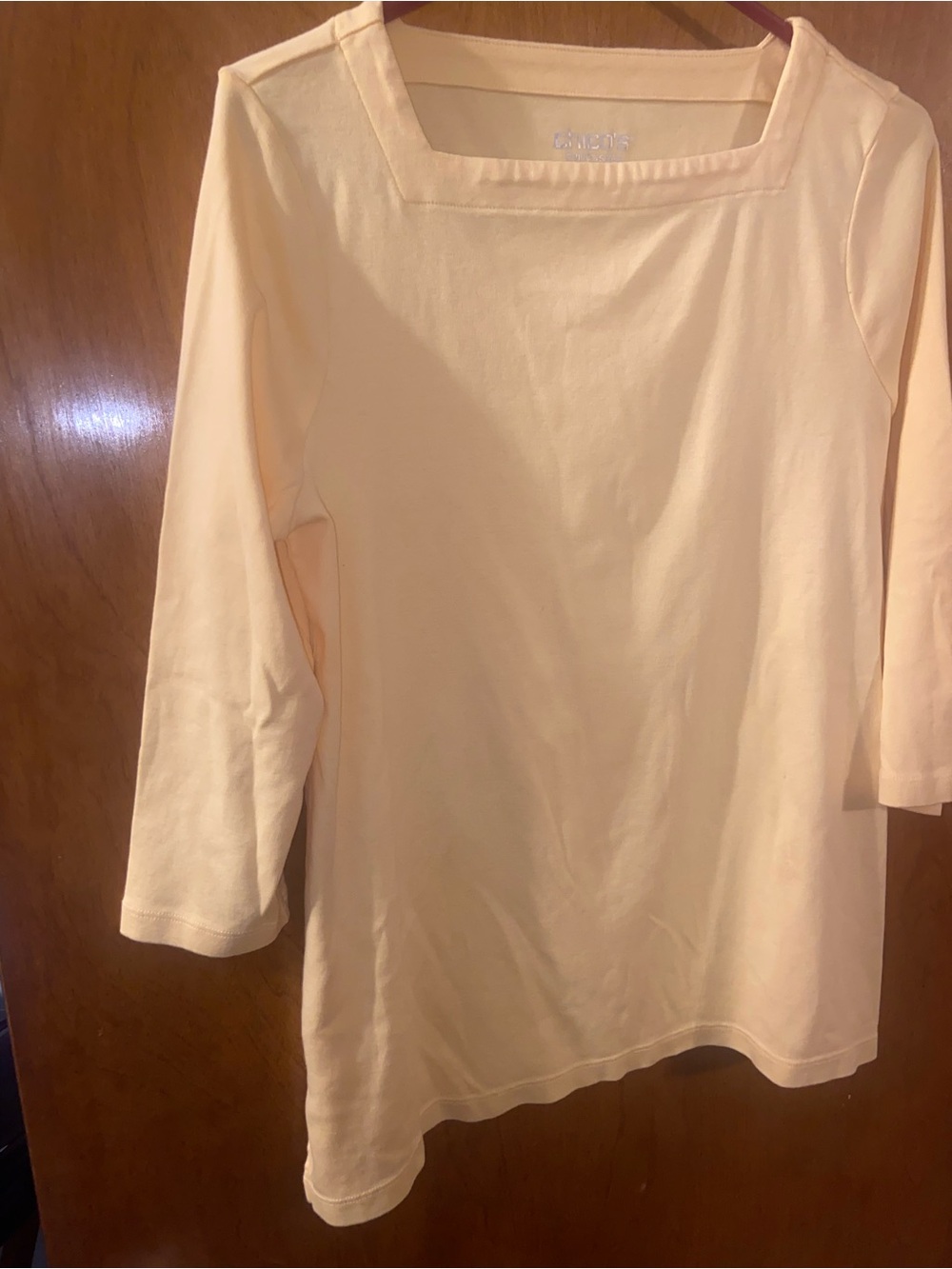 Chico's Yellow Square Neck 3/4 Sleeve Top Size 2 Large